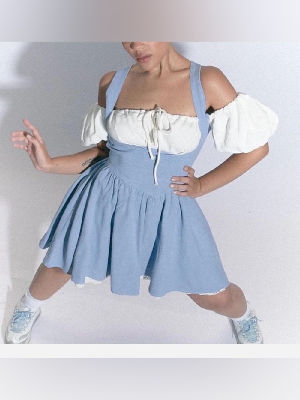 FBC Milk Maid Linen Mini Dress